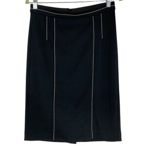 Ann Taylor Navy Blue Knit Pencil Skirt, size 4, 65% poly, 30% rayon, 5% spandex